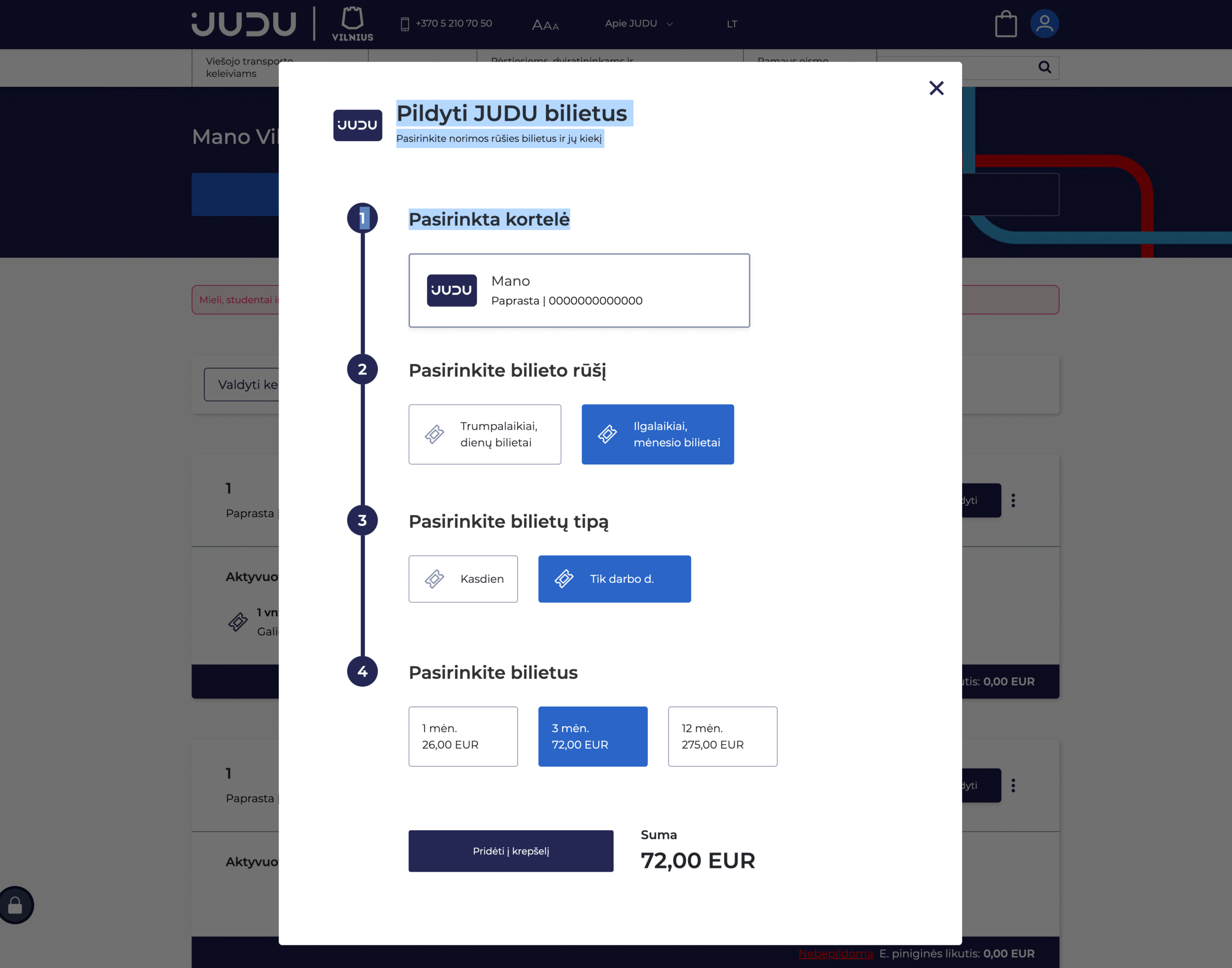 Vilniaus miesto transporto elektroninių bilietų ir parkavimo paslaugų užsakymo savitarnos sistema